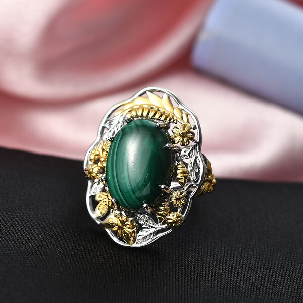 EVER TRUE AA Malachit Ring Nickelfreies Messing Zweifarbige Beschichtung (Gr&ouml;&szlig;e 18.00) ca. 14,97 ct image number 1