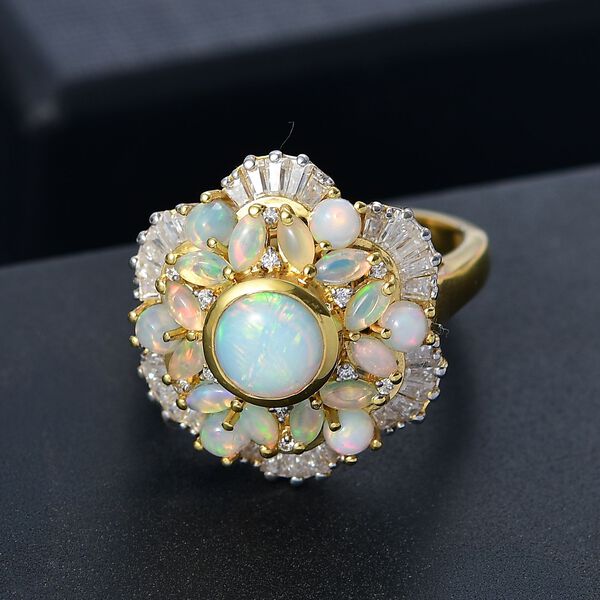 Ballerina Bloom AA Nat&uuml;rlicher, &auml;thiopischer Welo Opal Ring 925 Silber 750 Gelbgold Vermeil (Gr&ouml;&szlig;e 20.00) ca. 3.11 ct image number 2