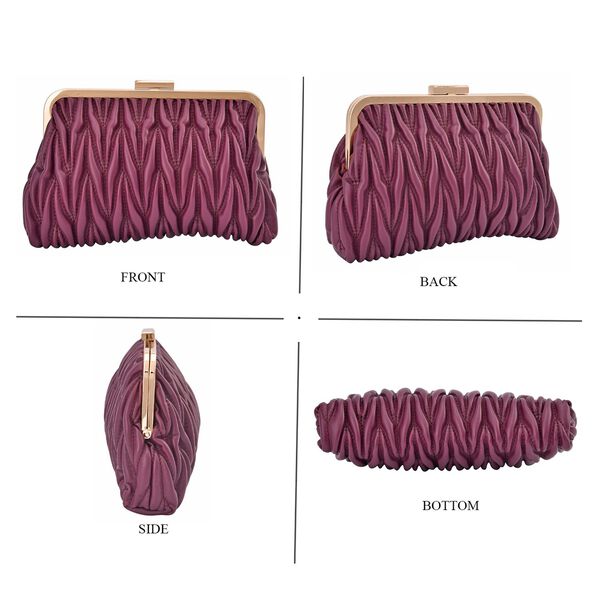 Clutch mit Metallschulterriemen in Stepp-Optik, Nude image number 4