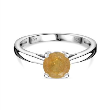 Fissure gefüllt gelber Saphir Ring 925 Silber platiniert (Größe 17.00) ca. 1,00 ct