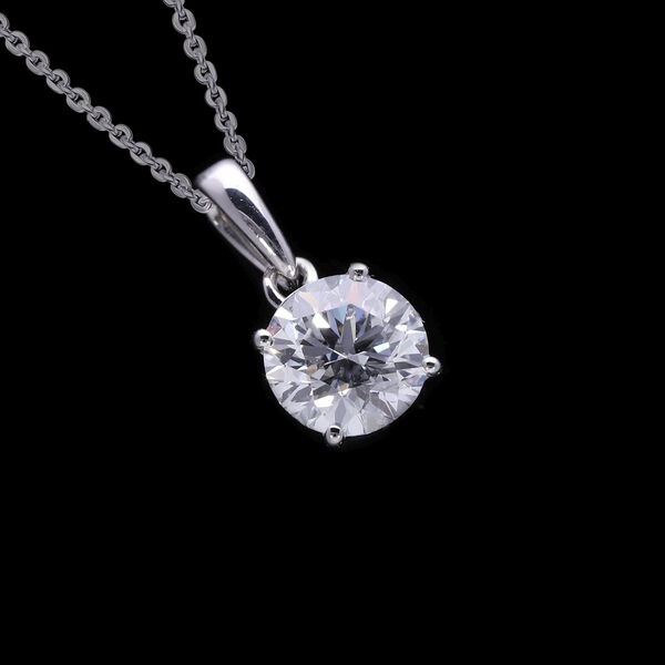 LUXURIANT SGL zertifizierter SI-GH Labor Rund-Diamant Anhänger mit 50cm Kette, 925 Silber rhodiniert - 1 ct. image number 1