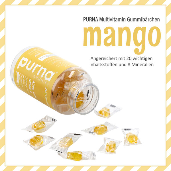 PURNA komplette Multivitamin 60 Gummib&auml;rchen, Mangogeschmack image number 3