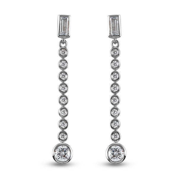 LUSTRO STELLA Hergestellt mit Feinster ZIRKONIA Tropfen Ohrhänger 925 Silber platiniert  image number 0