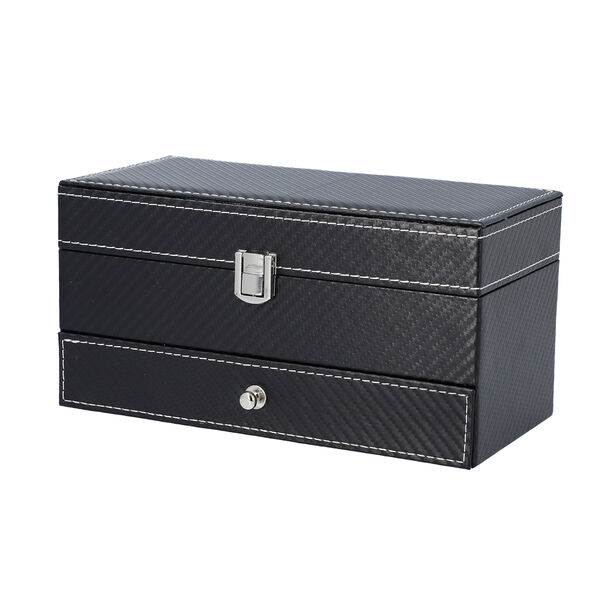 2-lagige Schmuckschatulle mit Uhrenhalter, Schwarz image number 2