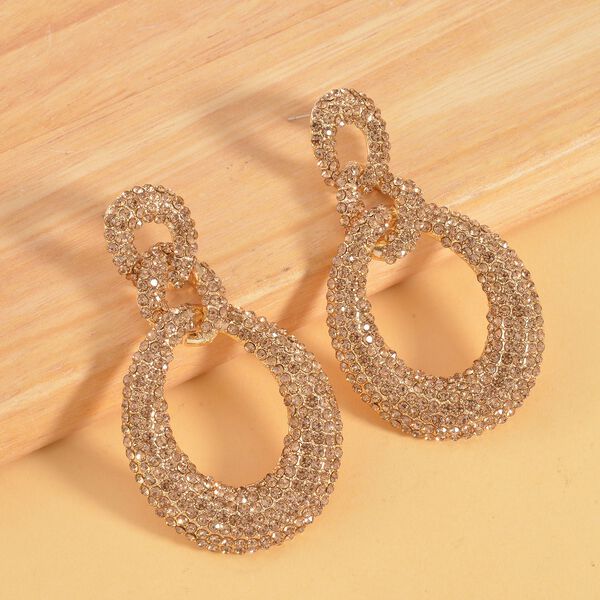 Wei&szlig;er Kristall Ohrringe, goldfarben image number 2