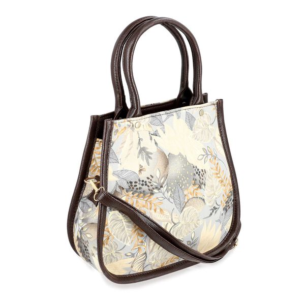 2er Set - Handtasche und Geldb&ouml;rse, Baumwolle, Grau Floral image number 6