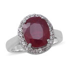 Niassa Rubin und Zirkon Halo Ring 925 Silber Platin Überzug image number 0