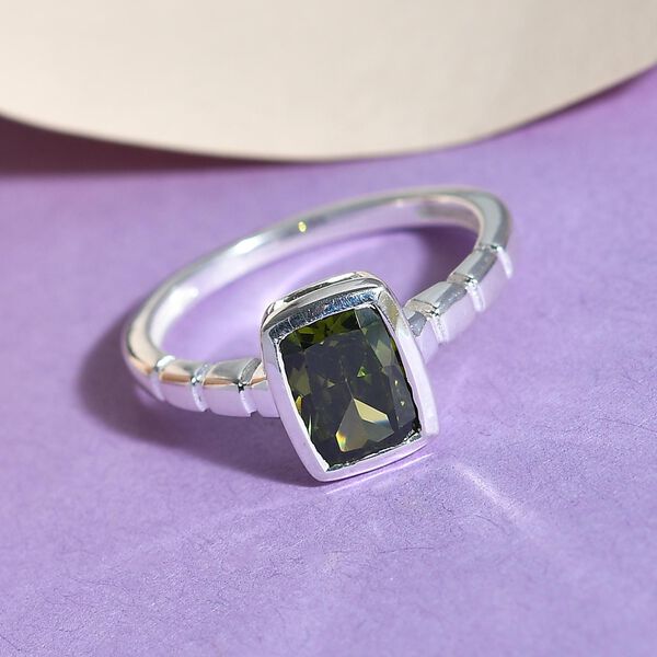 Peridot farbener Zirkonia-Solitär-Ring in 925 Silber, 2,12 ct image number 2