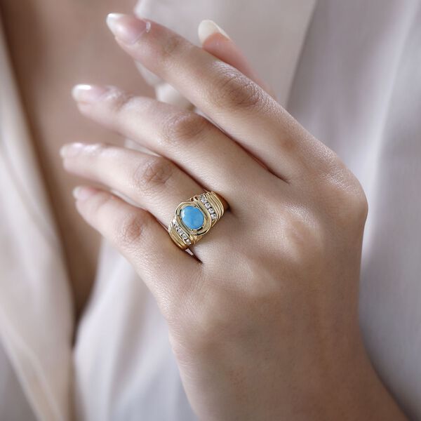 Amerikanischer natürlicher Sleeping Beauty Türkis und Zirkon-Ring - 1,36 ct. image number 3