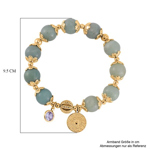 Mehrfarbiger Amazonit, Wei&szlig;er Kristall Armband Flexibles Legierung vergoldet image number 5