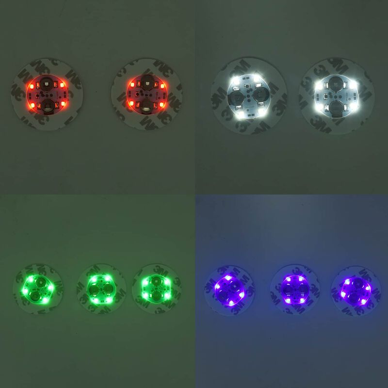 LED-Untersetzer-Set (10 Stk.), 6x6 cm, inkl. 2x 1220 Batterien,  Lichtfarben: Blau (3), Grün (3), Rot (2), Weiß (2)