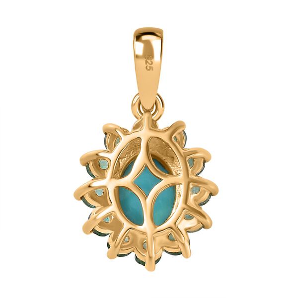 AA Sleeping Beauty T&uuml;rkis, Kagem Sambischer Smaragd Anh&auml;nger 925 Silber 750 Gelbgold Vermeil ca. 1.61 ct image number 5