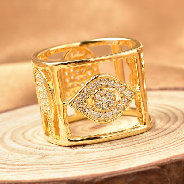 Wei&szlig;er Zirkon Ring, 925 Silber vergoldet  ca. 1,60 ct image number 3