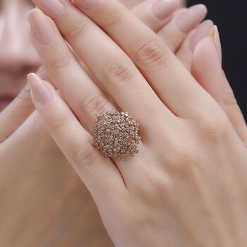 GP Italienischer Garten Kollektion - Nat&uuml;rlicher Champagner Diamant, Kanchanaburi Blauer Saphir Ring 925 Silber 750 Ros&eacute;gold Vermeil (Gr&ouml;&szlig;e 21.00) ca. 0.51 ct