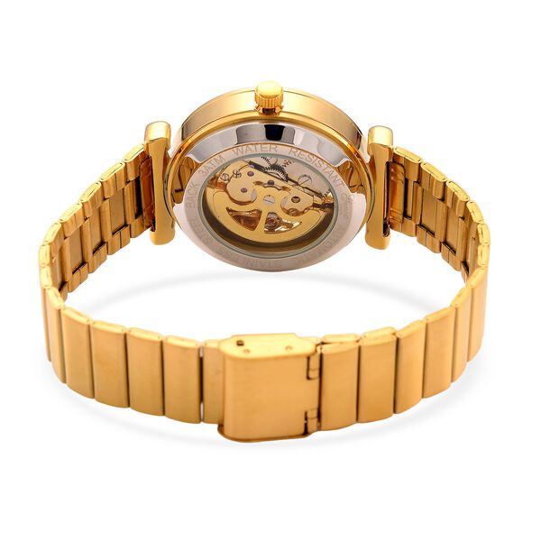 GENOA TIME V2 Automatik-Mechanische Uhr, wei&szlig;es Zifferblatt mit Sonnenschein-Design, 3ATM Wasserdicht, 22 cm, gelb image number 6