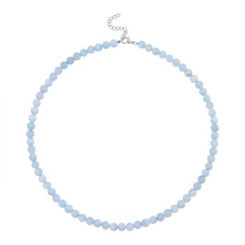 Aquamarin Perlen-Halskette, 50+5 cm - 170 ct.