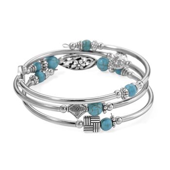 Flexibles und schwarz oxidiertes blaues Howlith Armband - 40 ct.