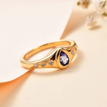 Tansanit und Zirkon Ring - 0,47 ct.