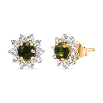 Nat&uuml;rliche Chromdiopsid und Zirkon-Ohrstecker - 1,15 ct.