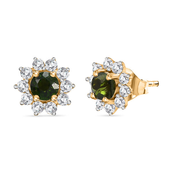Nat&uuml;rliche Chromdiopsid und Zirkon-Ohrstecker - 1,15 ct.