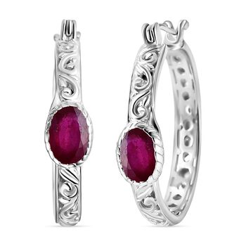 Royal Bali - Afrikanischer Rubin (Fissure gef&uuml;llt) Ohrringe 925 Silber ca. 2.42 ct