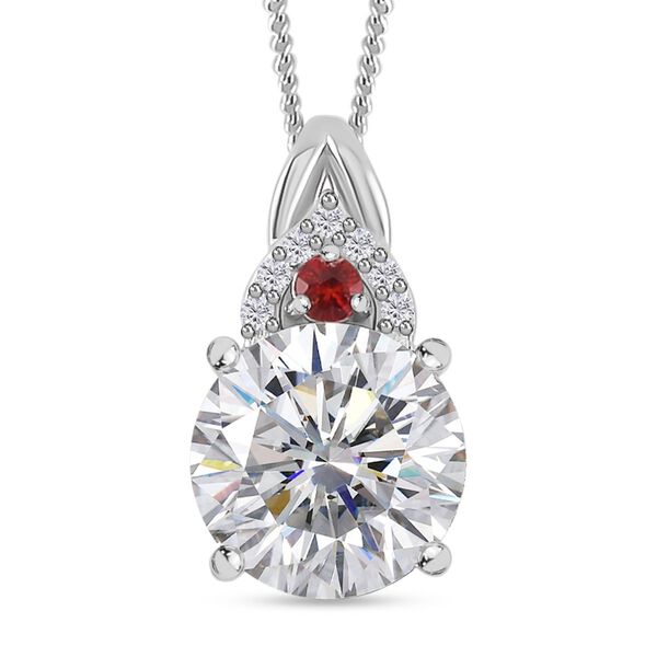 Moissanit und roter Saphir-Anh&auml;nger mit 45cm Kette - 3,92 ct.