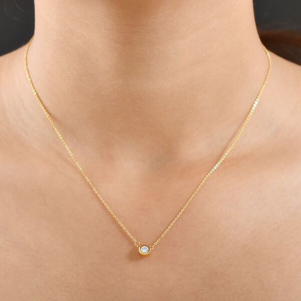 LUXURIANT SI-GH Labor Diamant 45cm Halskette, 925 Silber 750 Gelbgold Vermeil - 0,20 ct. image number 3