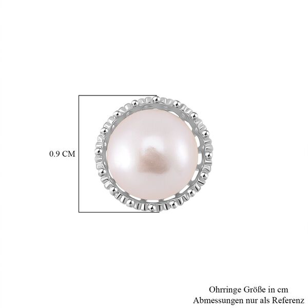 Wei&szlig;e S&uuml;&szlig;wasserzucht Perle Ohrringe 925 Silber rhodiniert image number 6