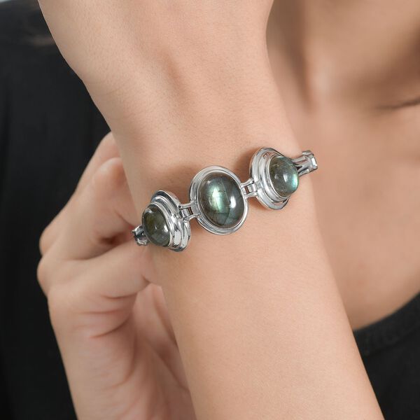 Labradorit Armband ca. 19 cm 316L Edelstahl ca. 21.77 ct image number 4