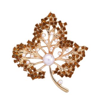 Kunststoff Perle, Champagner Kristall Brosche  Gelb