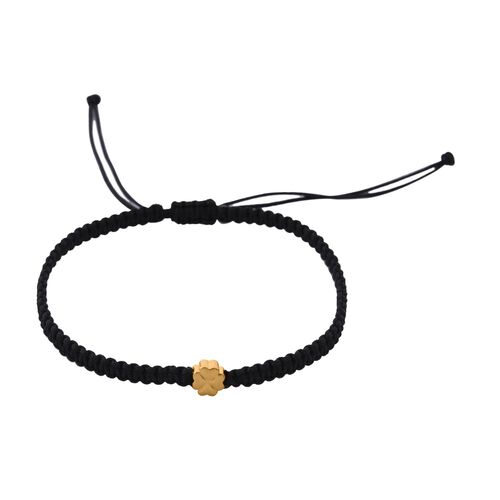 Flexibles Fadenarmband mit Kleeblatt-Anhänger in 999 Gold, 19cm image number 0