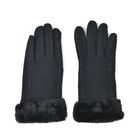 LA MAREY Kaschmirwolle Handschuhe mit Kunstfell Bord&uuml;re