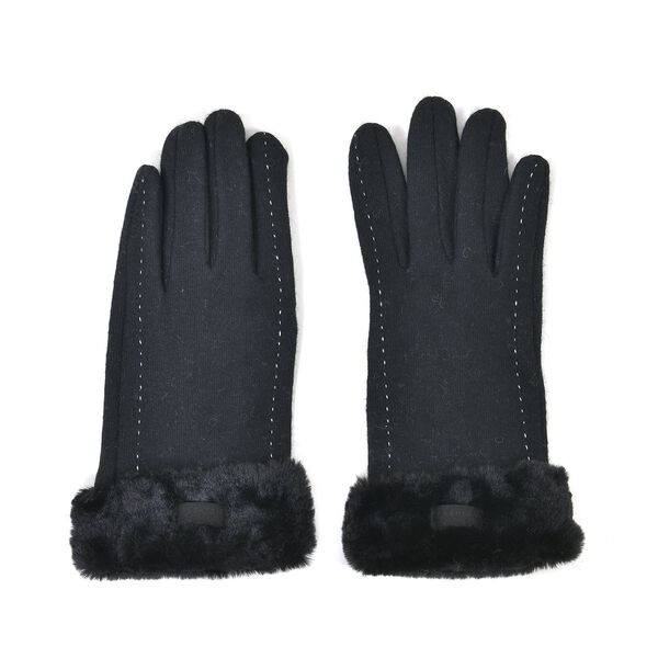 LA MAREY Handschuhe mit Kunstfell Bord&uuml;re, Schwarz