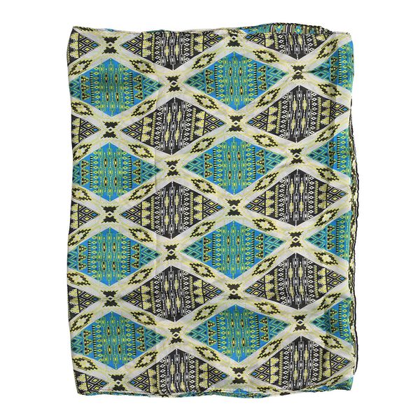 100% natürlicher Satin Seiden Schal, Rhombus Muster, Grün image number 5