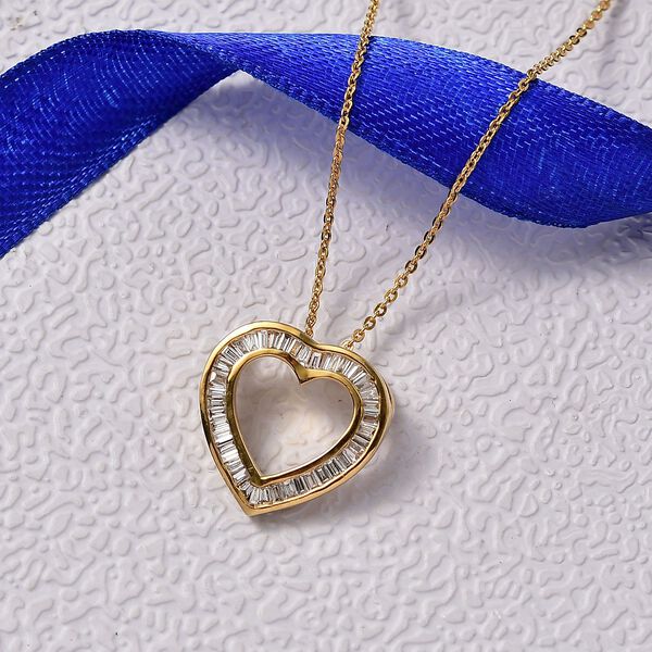 LUXURIANT SI-GH Labor Diamant Anh&auml;nger mit 50cm Kette, 925 Silber 750 Gelbgold Vermeil - 0,50 ct. image number 2