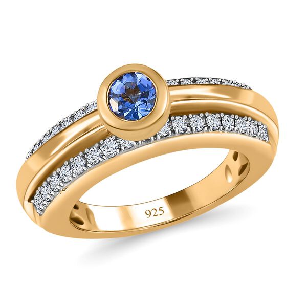 Tansanit und Zirkon Ring 925 Silber vergoldet  ca. 0,96 ct image number 4
