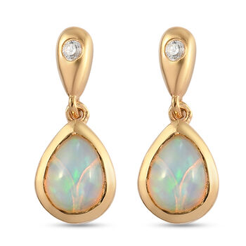 Nat&uuml;rliche &auml;thiopische Opal und Zirkon-Ohrringe, 925 Silber vergoldet ca. 1,92 ct