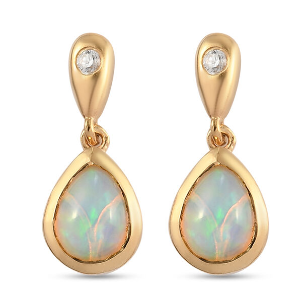 Nat&uuml;rliche &auml;thiopische Opal und Zirkon-Ohrh&auml;nger, 925 Silber vergoldet ca. 1,92 ct&nbsp;