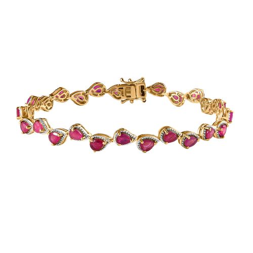 Afrikanischer Rubin (Fissure gefüllt) Armband ca. 20 cm 925 Silber Gelbgold Vermeil ca. 11,54 ct. image number 0