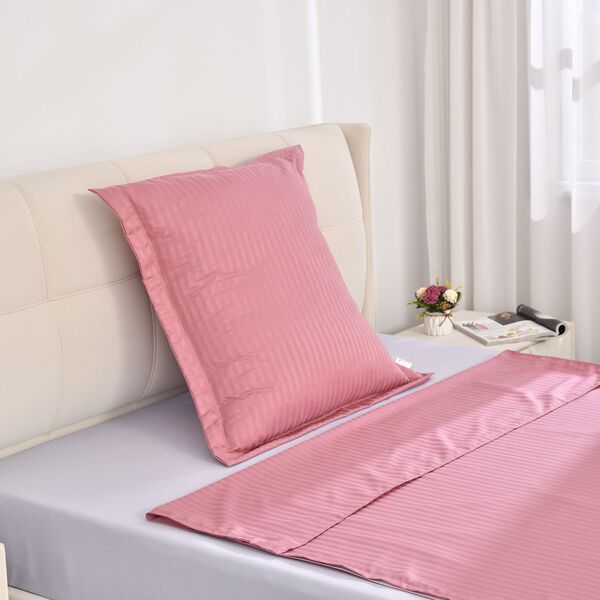 Bettw&auml;sche-Set aus 80% Baumwolle mit Satin-Streifen, 135x200 cm und 80x80 cm, Rosa image number 4