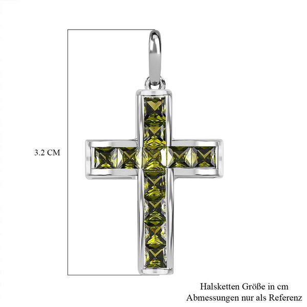 Peridot Zirkonia Kreuz Anh&auml;nger 925 Silber ca. 2.45 ct image number 6
