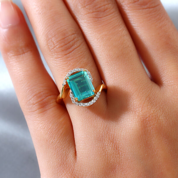 Pfau Triplett Quarz und Zirkon Ring 925 Silber vergoldet image number 3