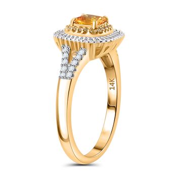 AAA Orange Saphir, Wei&szlig;er Diamant Ring 585 Gold (Gr&ouml;&szlig;e 19.00) ca. 1,34 ct