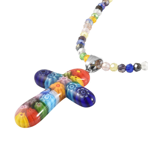 Mehrfarbige Murano-Stil Glas Halskette, 50 cm, Edelstahl (Gr&ouml;&szlig;e 20.00) image number 3