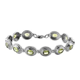 Natürliches Peridot Armband, ca. 20 cm, Edelstahl ca. 9.88 ct