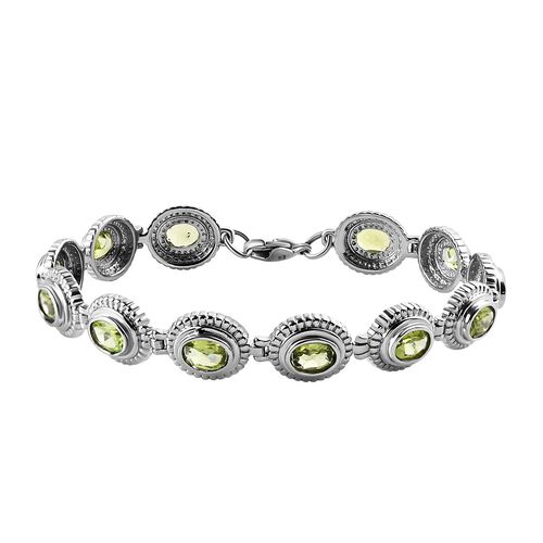 Natürliches Peridot Armband, ca. 20 cm, Edelstahl ca. 9.88 ct image number 0