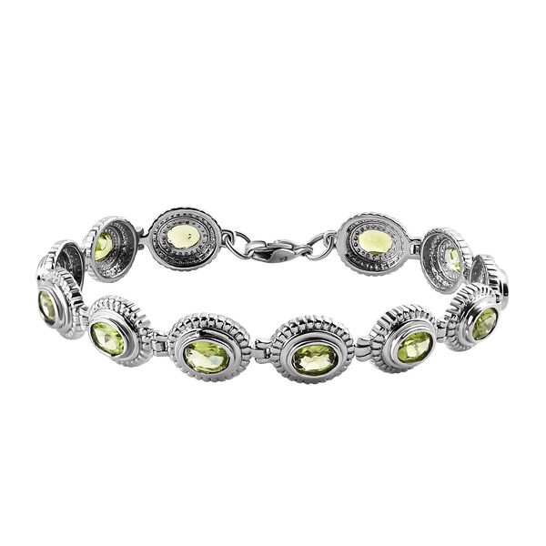 Natürliches Peridot Armband, ca. 20 cm, Edelstahl ca. 9.88 ct image number 0