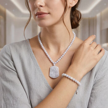 Flexibles wei&szlig;es Jade Armband und 50cm Halskette