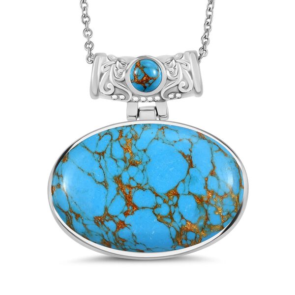 Blaues Türkis Schmuckset Edelstahl ca. 80.50 ct image number 0