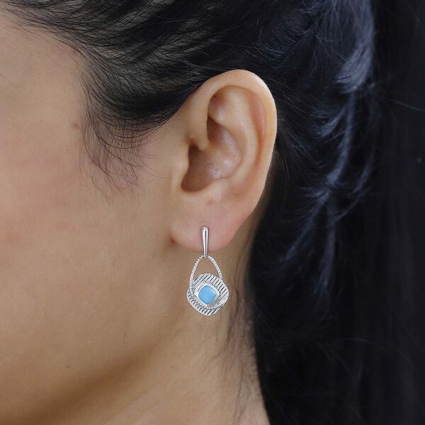 AA Sleeping Beauty Türkis Ohrringe 925 Silber platiniert ca. 1,12 ct. image number 3